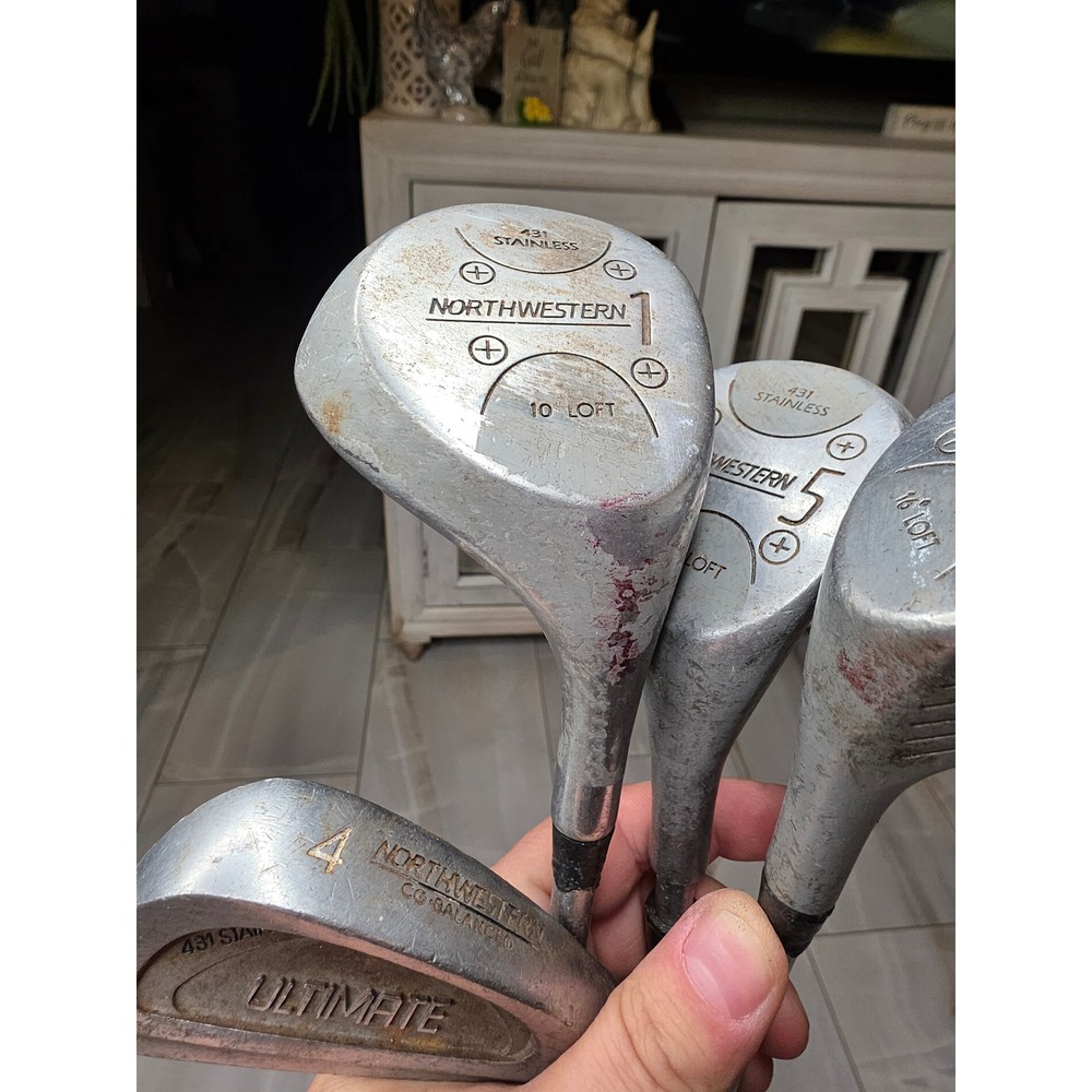 Northwestern Golf Club Set 1 3 5 Woods Tom Weiskopf 4 Iron Ultimate Stainless - Picture 9 of 16